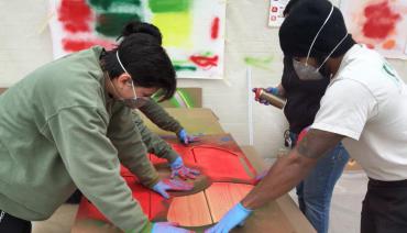 Still shot of community engaged artmaking from Film "Civic Art: Four Stories from South Los Angeles"