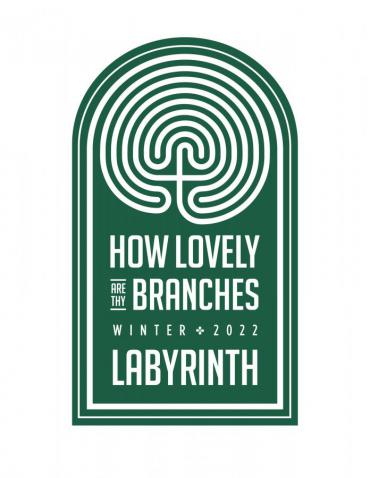 How Lovely are thy Branches Winter 2022 Labyrinth logo in green showing the classic labyrinth style