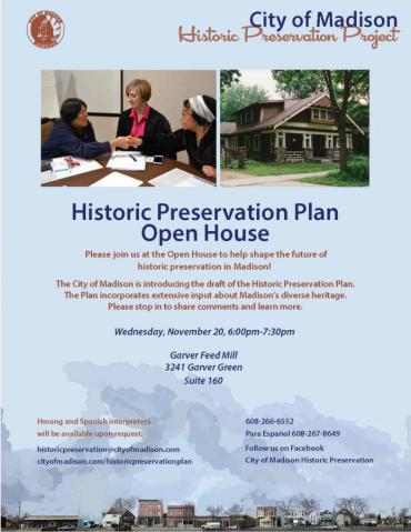 Flyer for Historic Preservation Plan Open House