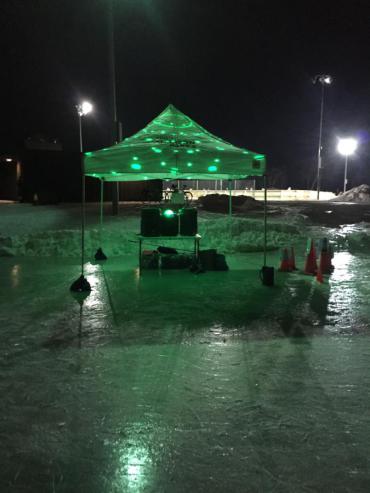 tent setup on ice
