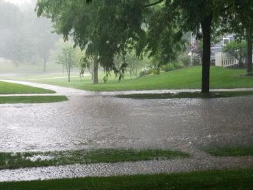Photo showing urban flash flooding in West Madison on June 29, 2020