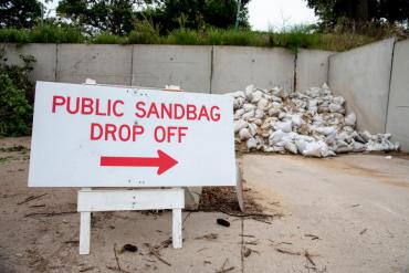 Public sandbag drop off area at 4602 Sycamore Ave