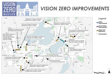 麥迪遜市地圖的圖像，概述，突出顯示項目所在的區域。
