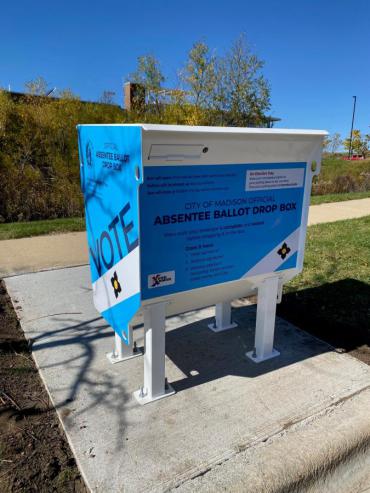 City of Madison absentee ballot drop box at Fire Station 11
