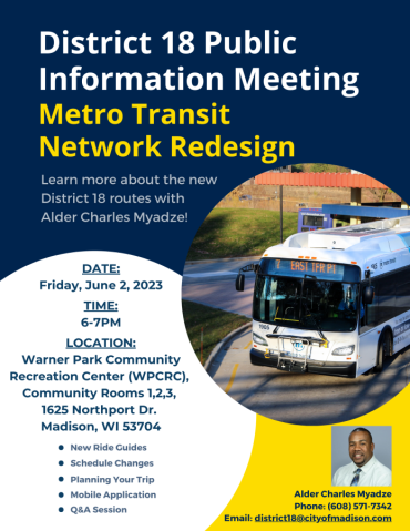 Flyer for the D18 Metro Transit Redesign Public Information Meeting