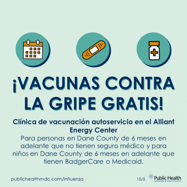 A graphic that says vacunas contra la gripe gratis