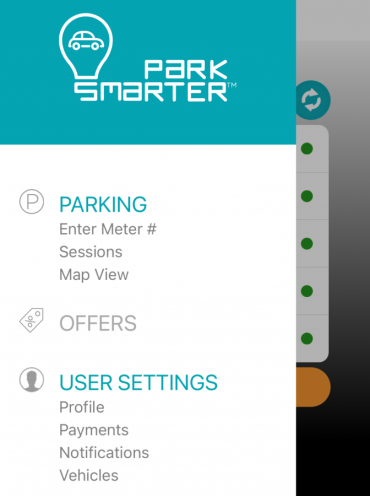 Image of screen in Park Smarter App