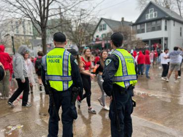 Officers walked along Mifflin Street to keep students and community members safe.