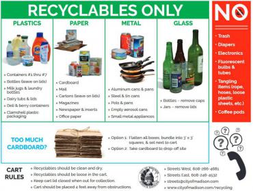 Make sure only recyclables are going into the recycling cart - including most kinds of wrapping paper