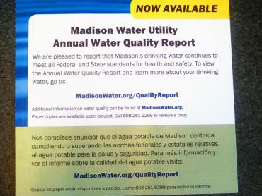 Water Quality Report annoucnement postcard