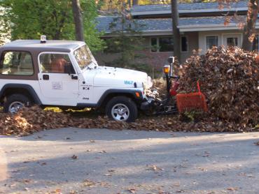 Jeep Pushing Leaves