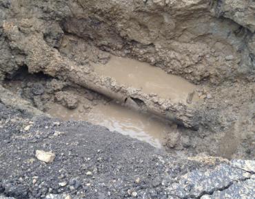 Large hole in 8-inch water main