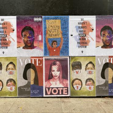 A group shot of UW Graphics Voting Posters