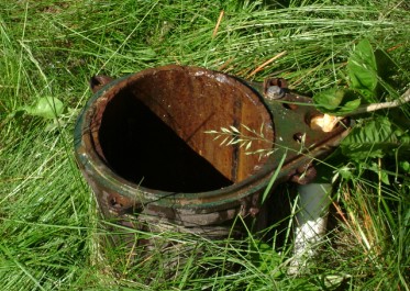 Small private well surrounded by grass