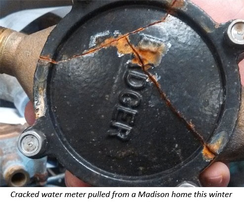 Cracked meter pulled from basement of a Madison home